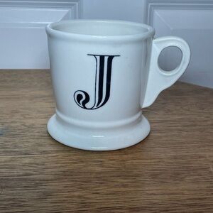 Anthropologie Monogram White Mug “J” Initial